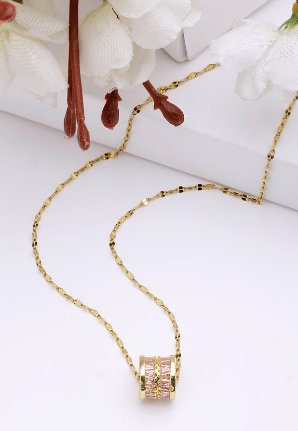 Elegant Cylinder Inlaid Chain Necklace