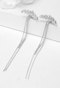 Długie wiszące kolczyki ze srebrnymi kryształkami