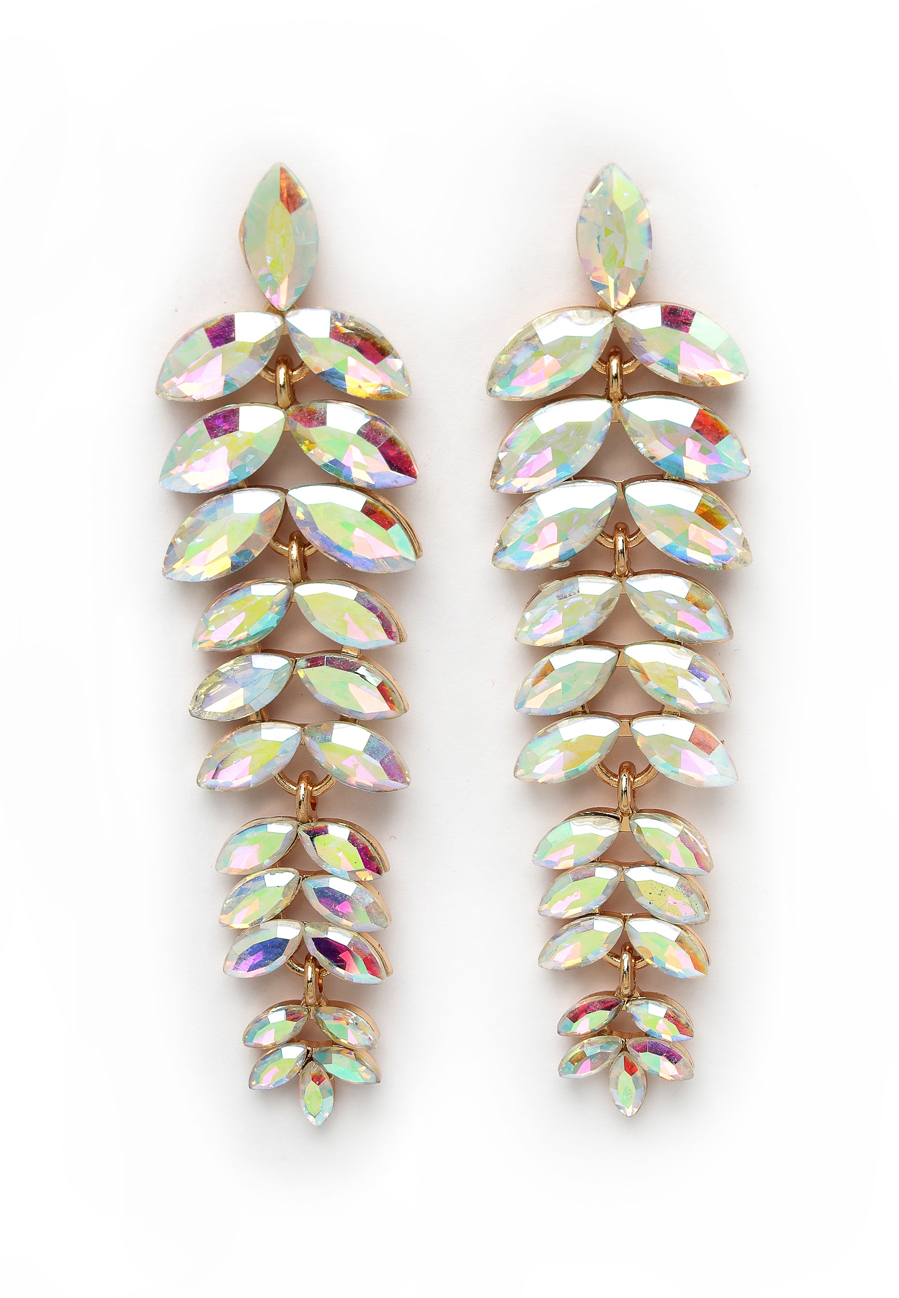 Pendants d'oreilles multicolores en forme de feuille en cascade