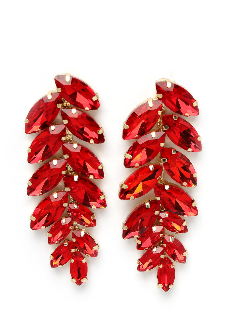 Pendientes colgantes con forma de hoja roja