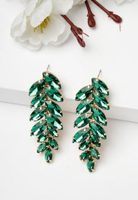 Green Leaf-Shaped Drop Earrings