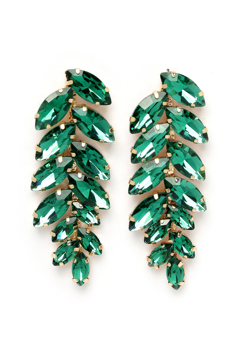 Boucles d'oreilles pendantes en forme de feuille verte