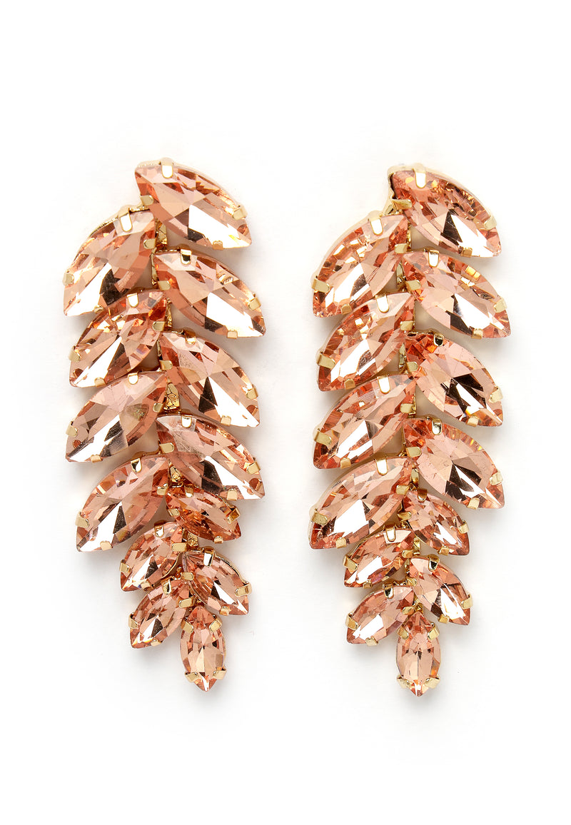 Peach Leaf-Shaped Drop Earrings