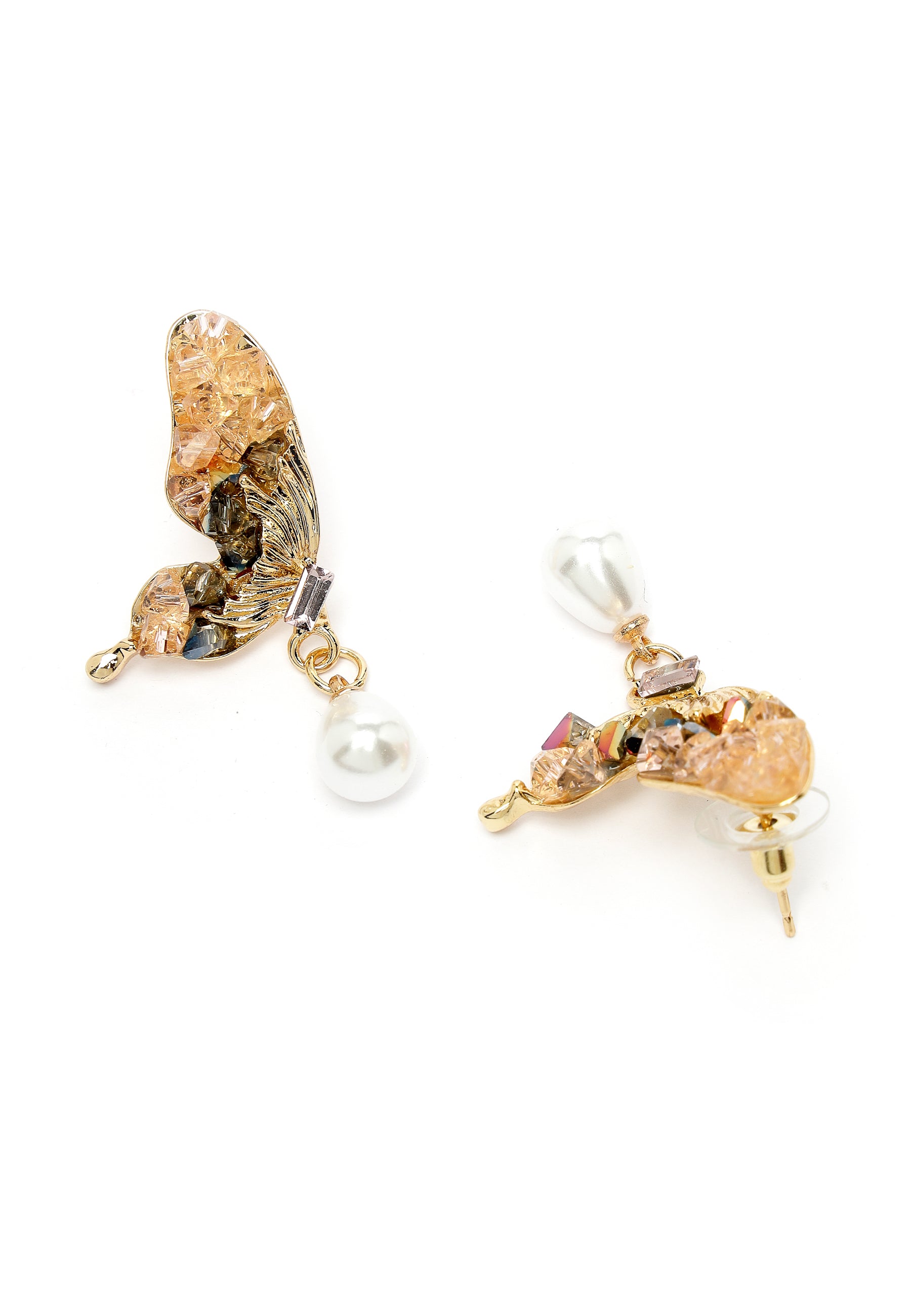 Whimsy Gold-Coloured Butterfly Drop Earrings