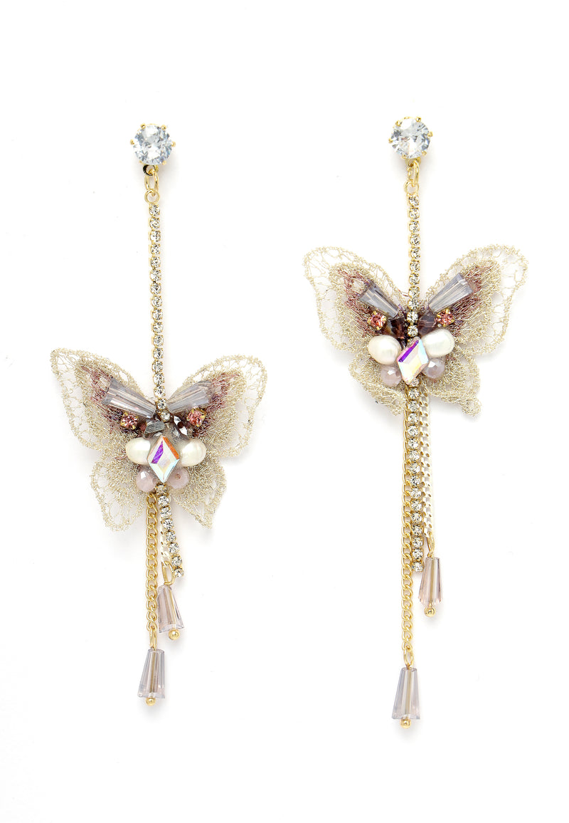 Gold-Coloured Chimes Butterfly Hanging Earrings