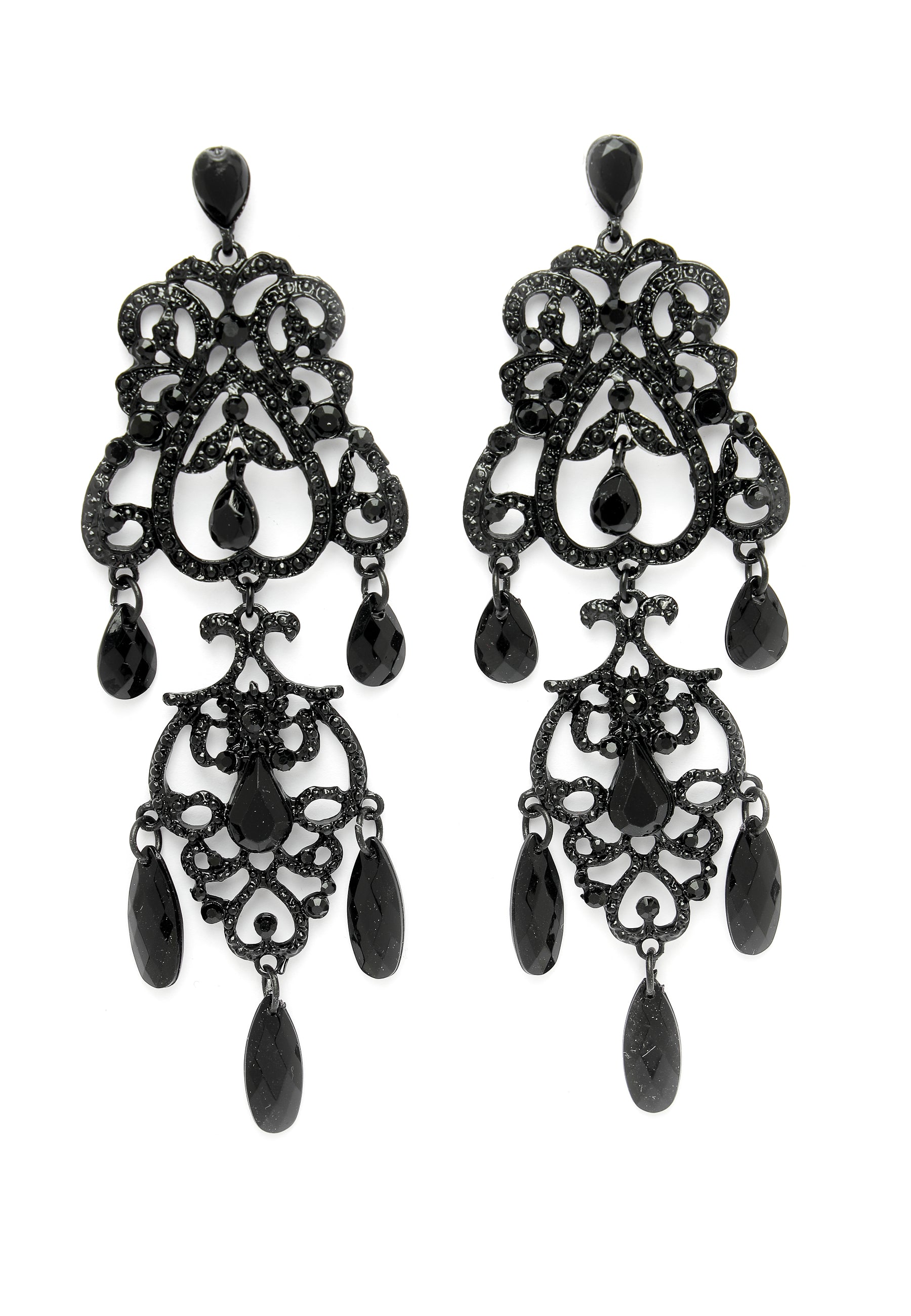 Boucles d'oreilles lustre chic noires