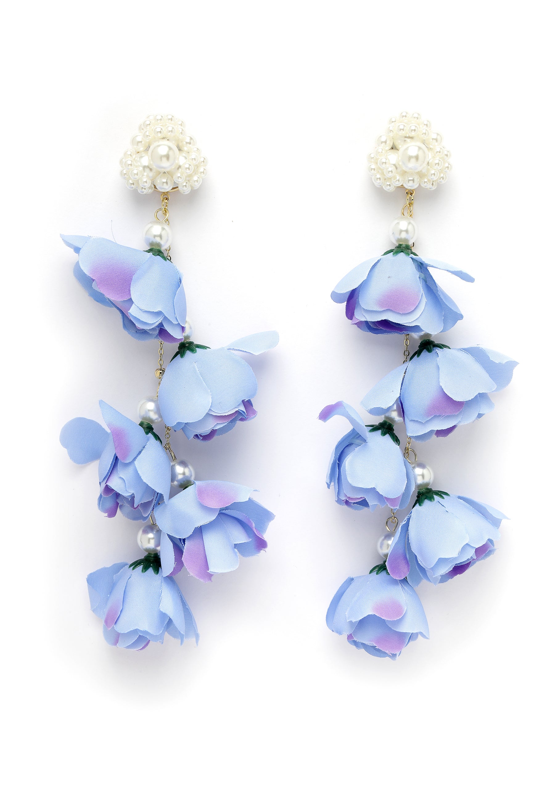 Blue Rose Shaped Flowy Earrings