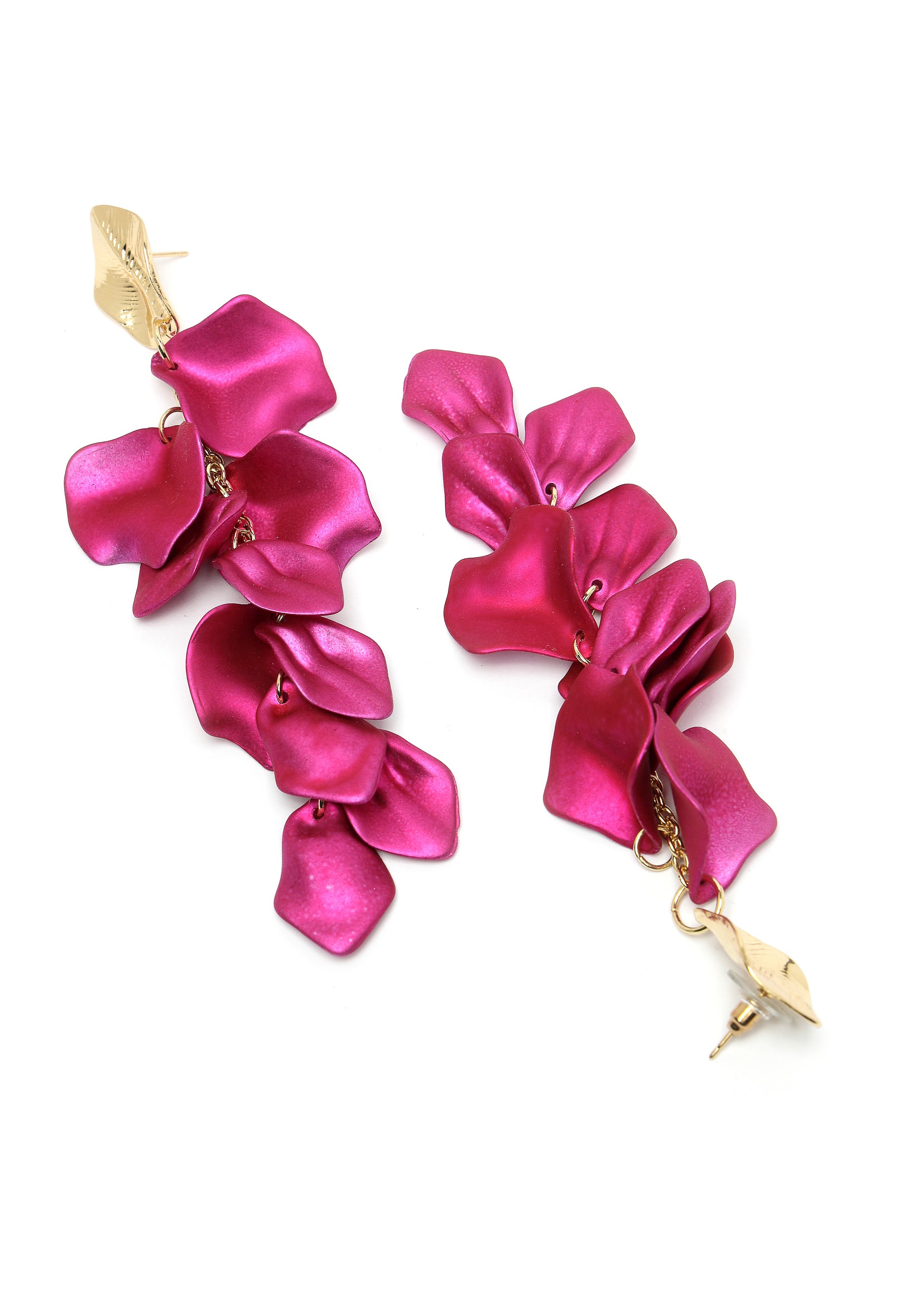 Pink Leaf-Shaped Drop Earrings