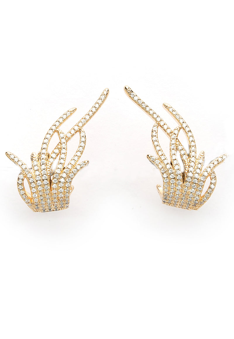 Zirconia Grass Stud Earrings