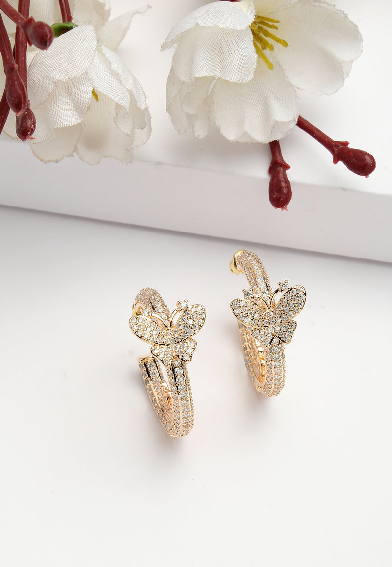 Dainty Butterfly Zirconia Hoops