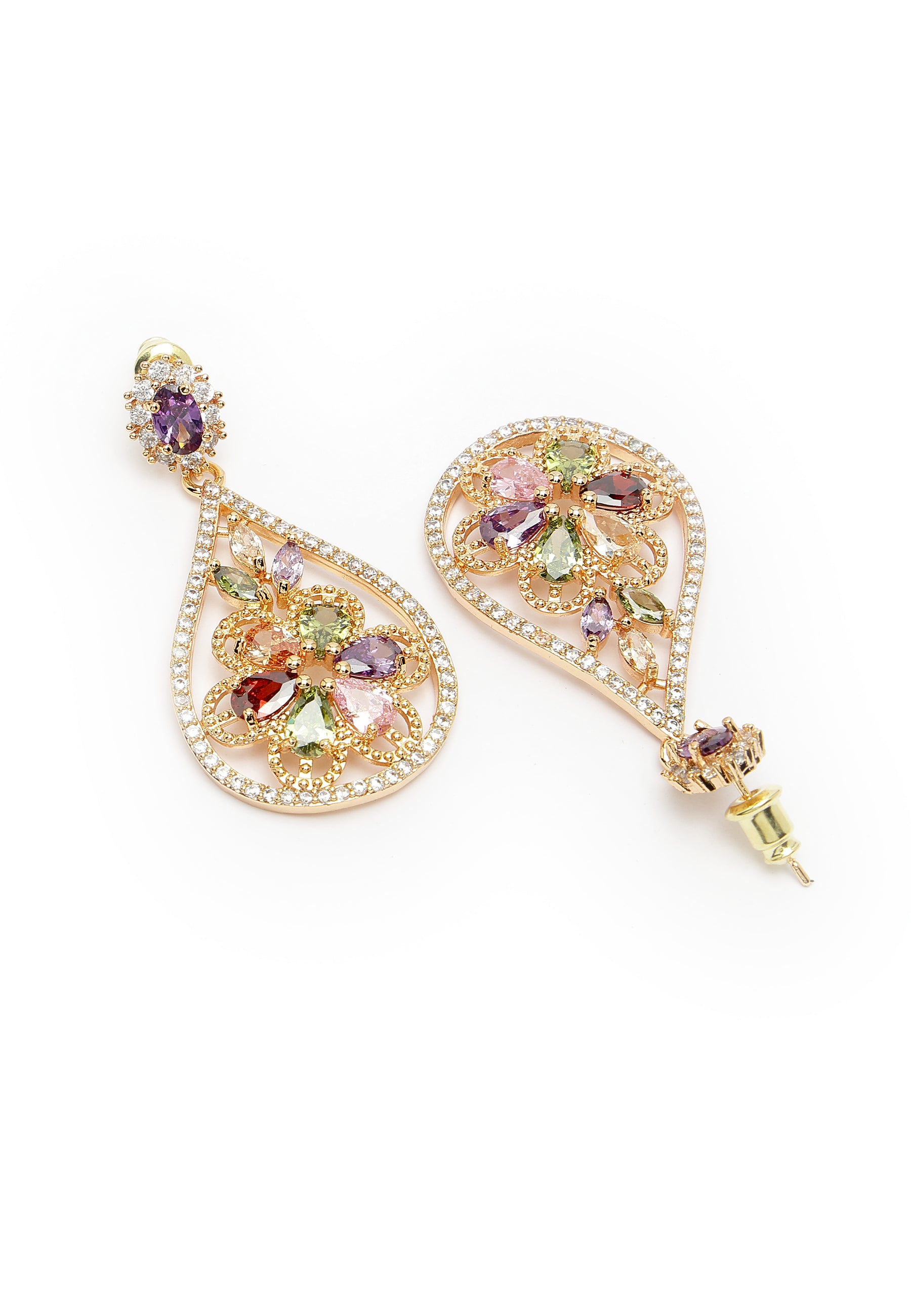 Boucles d'oreilles vintage en zircone florale