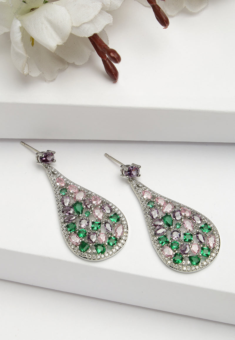 Vintage Floral Zirconia Earrings