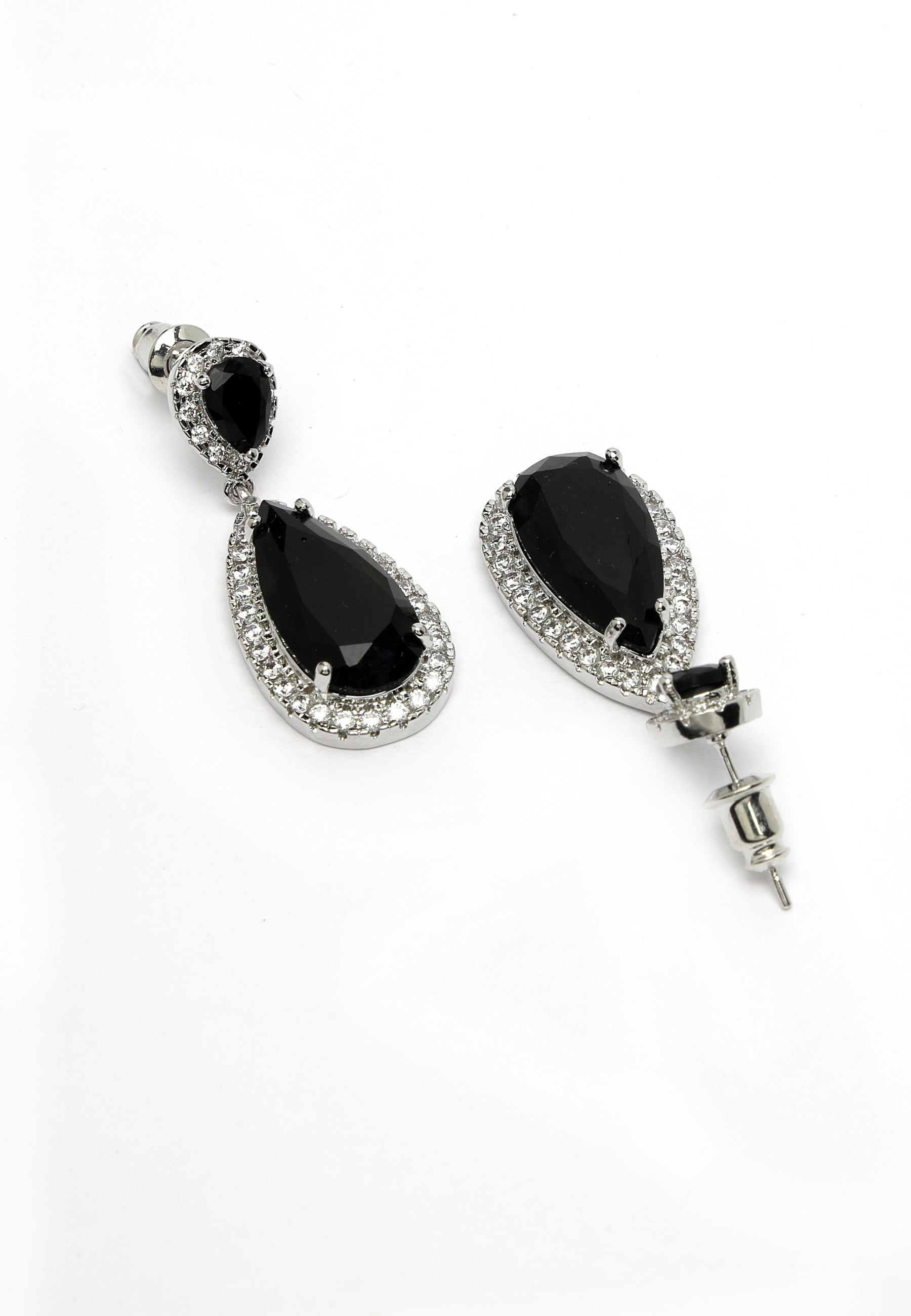 Zirconia Drop Earrings In Black