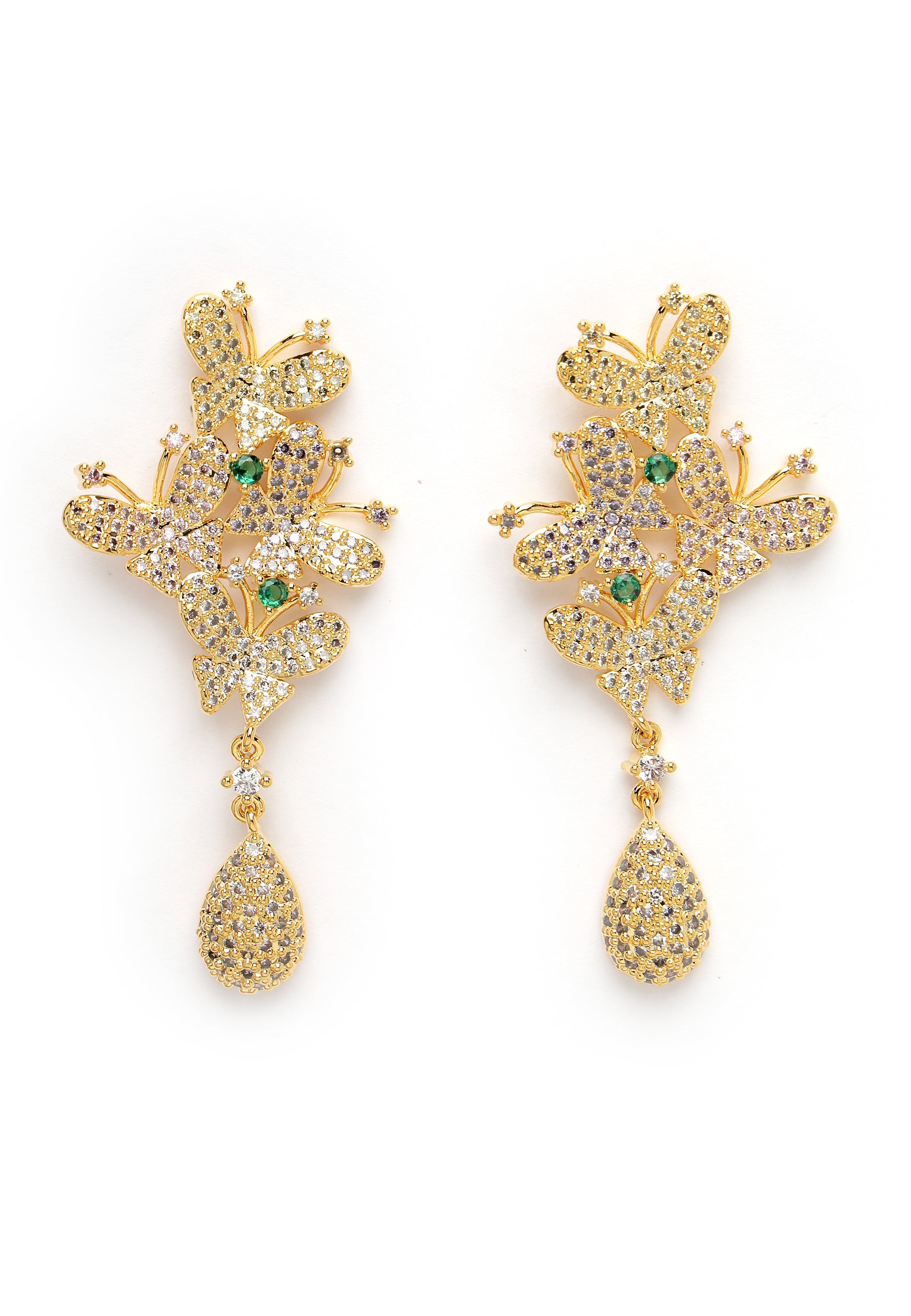 Gleaming Cubic Zirconia Butterfly Drop Earrings