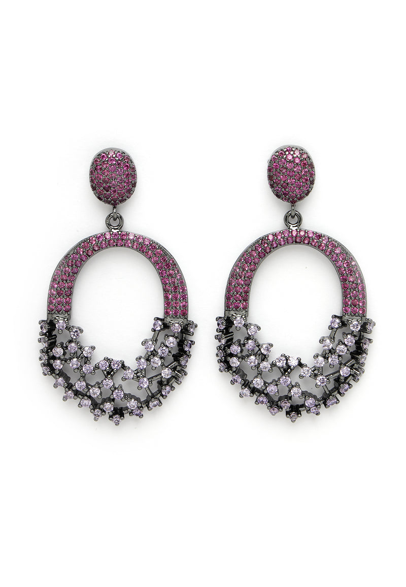 Sparkling Red Hollow Out Zirconia  Earrings