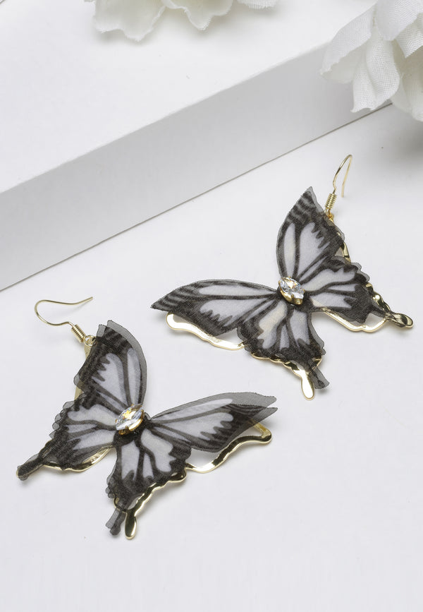 Jolies boucles d'oreilles papillon noir