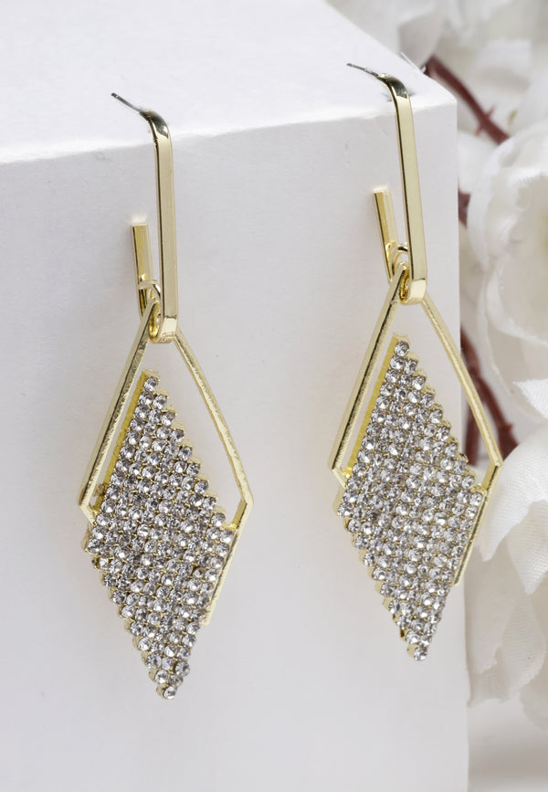 Pendientes colgantes brillantes con forma de rombo