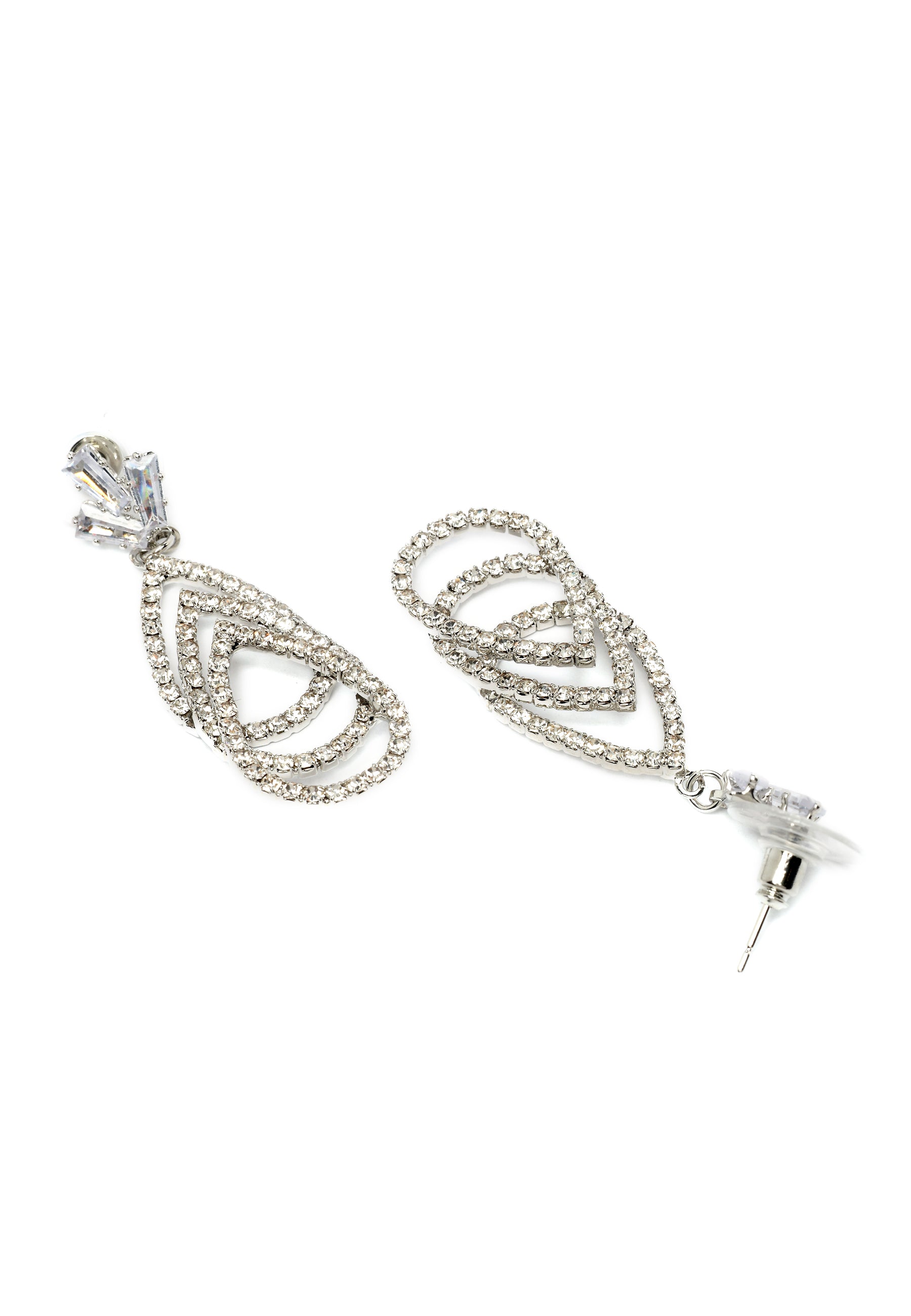 Gleaming Three-Tiered Diamond Drop Earrings