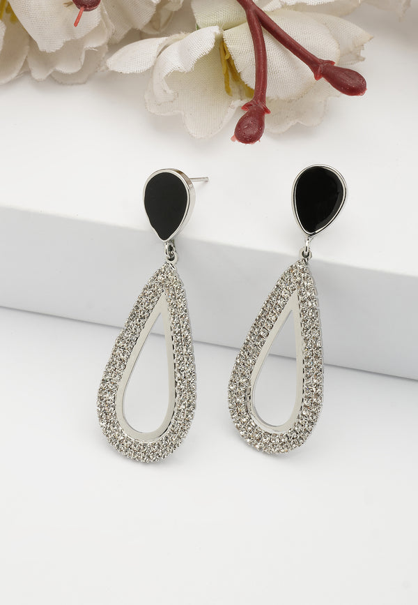 Boucles d'oreilles pendantes avec accents noirs