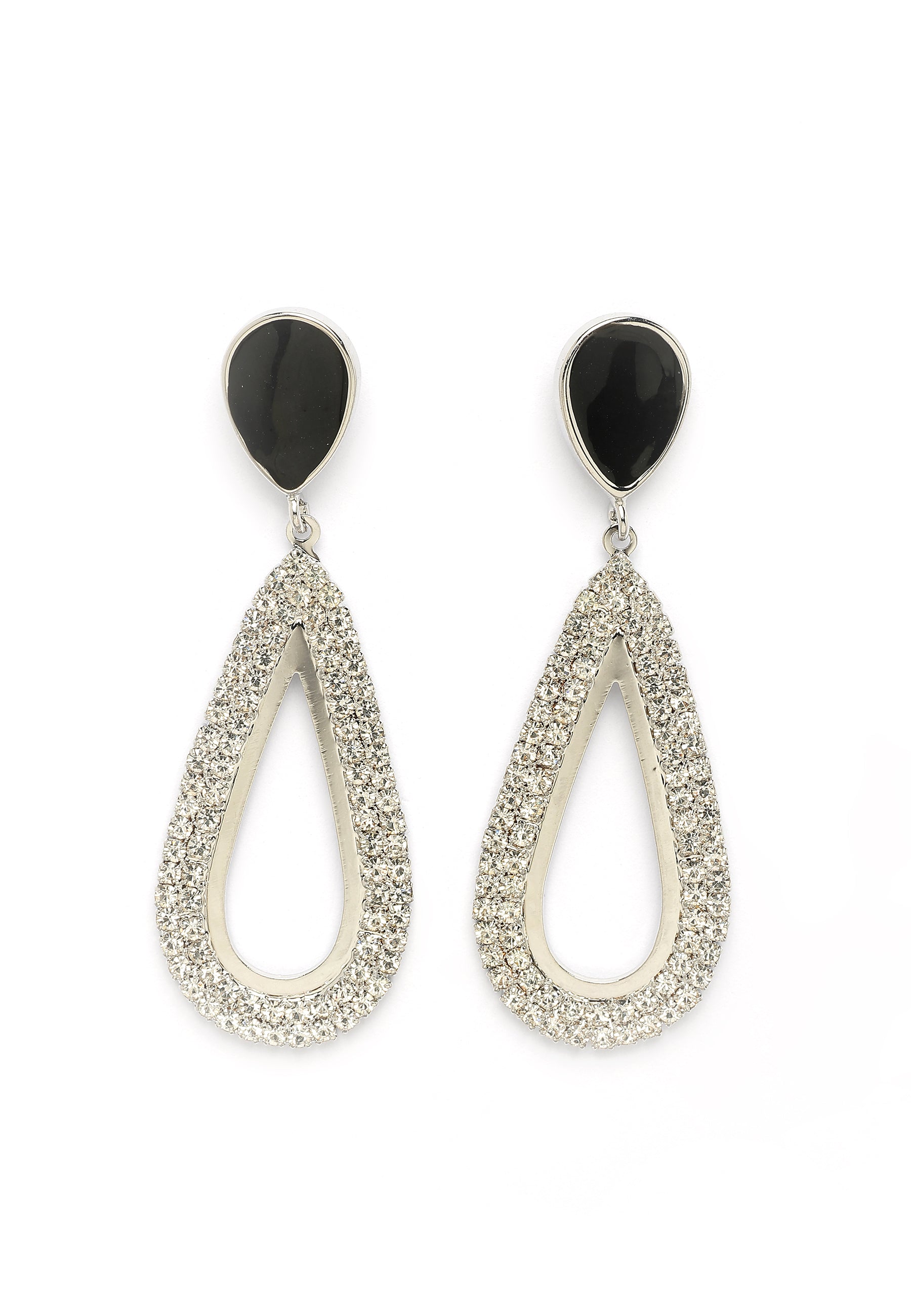 Boucles d'oreilles pendantes avec accents noirs