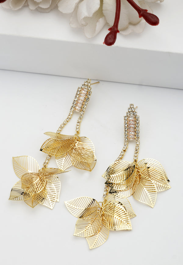 Golden Leafy Dangling Earrings
