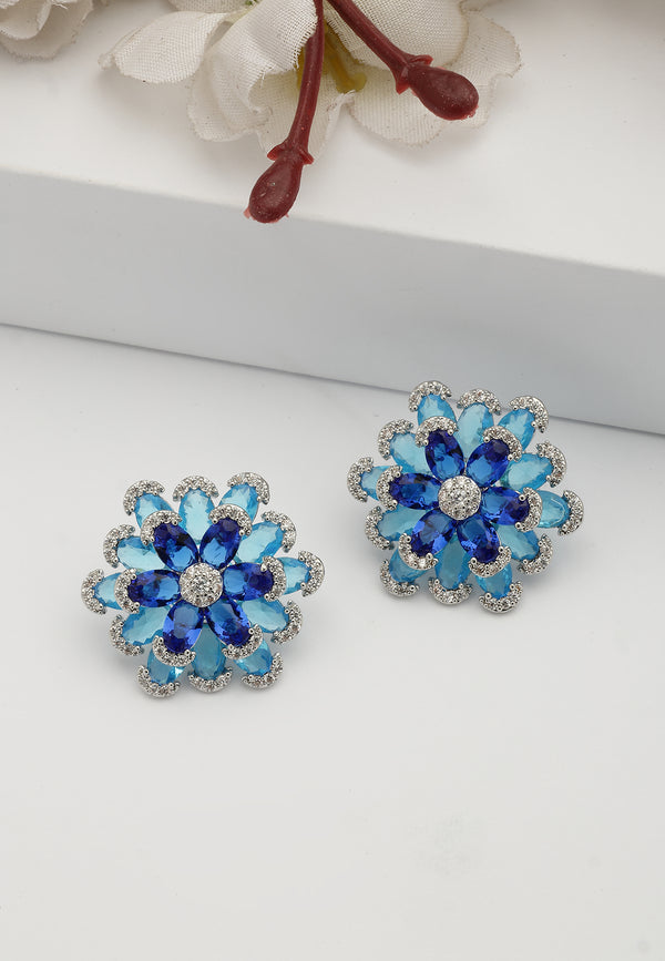 Boucles d'oreilles florales bleu radieux