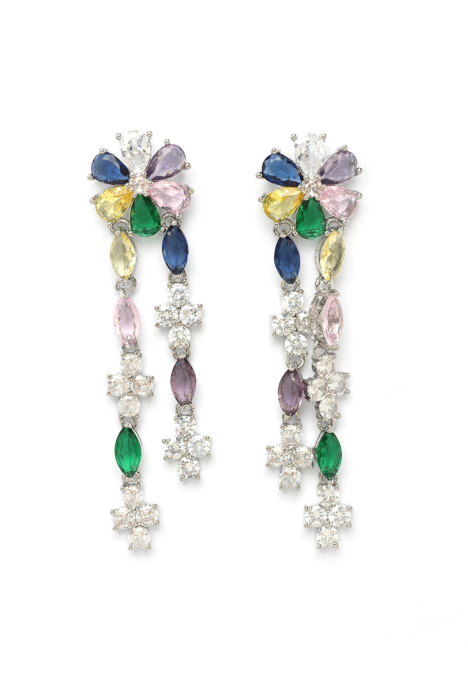 Boucles d'oreilles pendantes florales multicolores