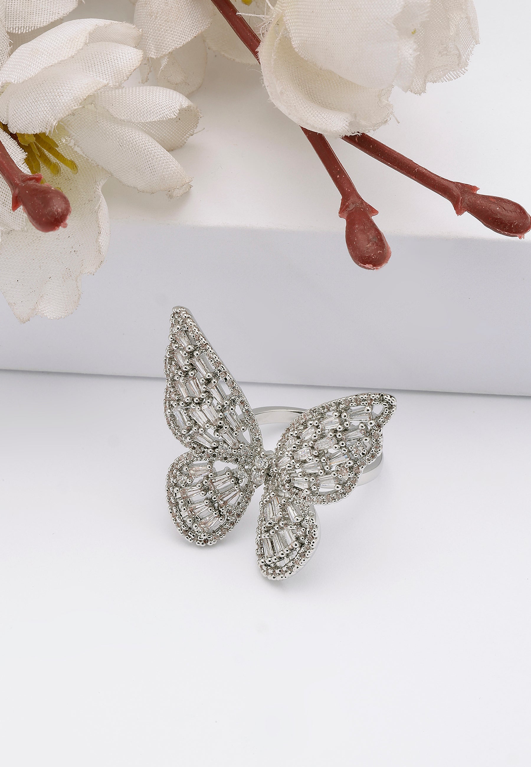 Baguette Butterfly Clár Ring