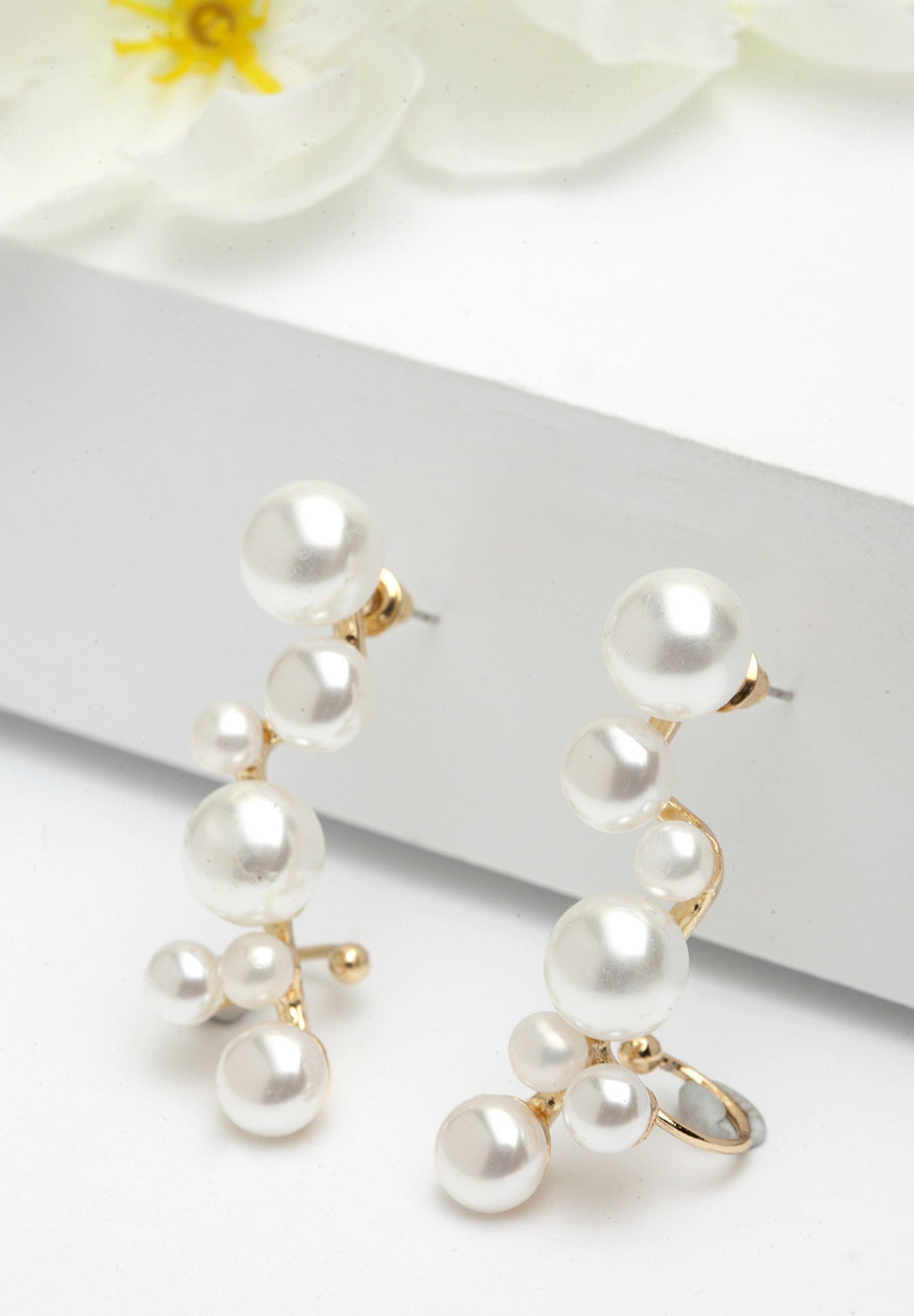 Asymmetrical Pearl Drop Earrings