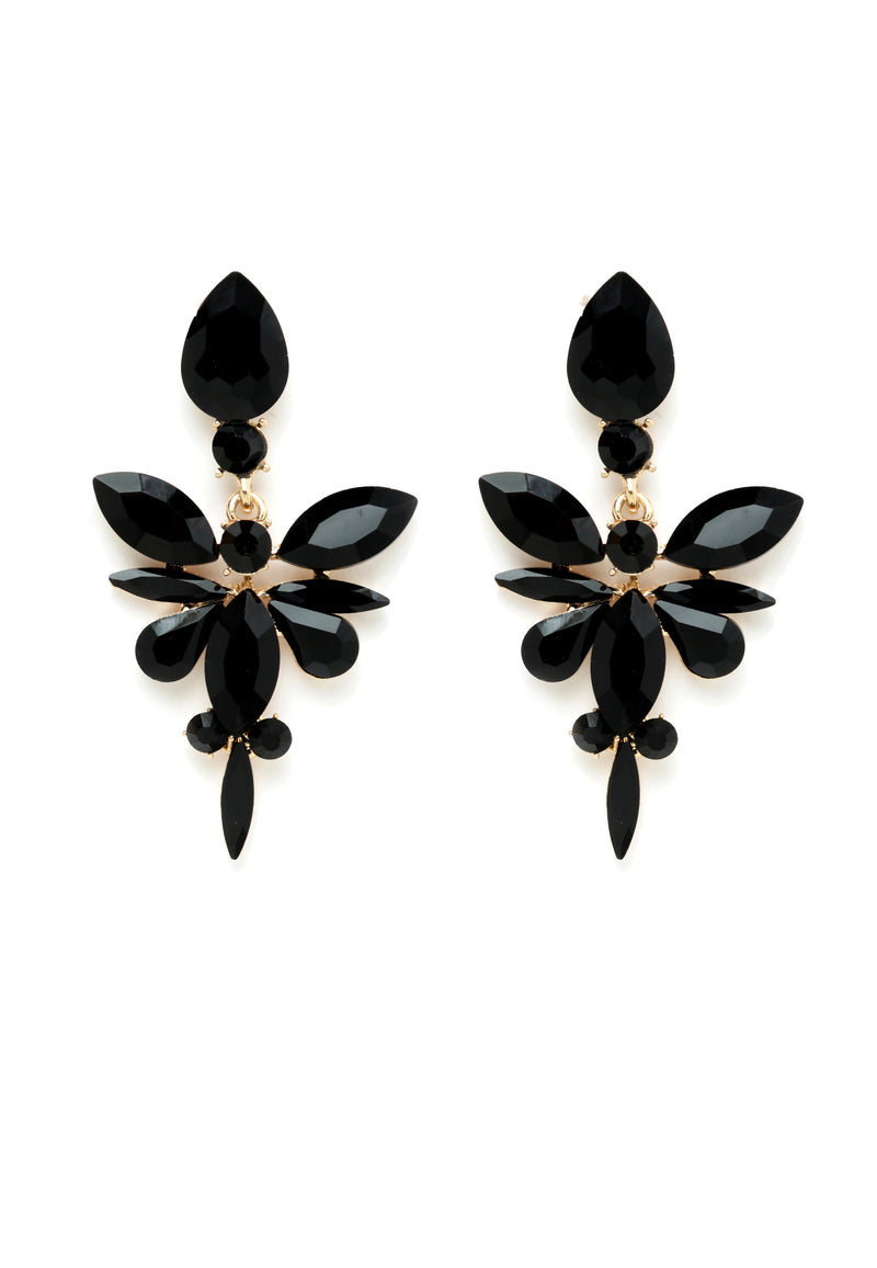 Elegant Crystals Studded Butterfly Drop Earrings