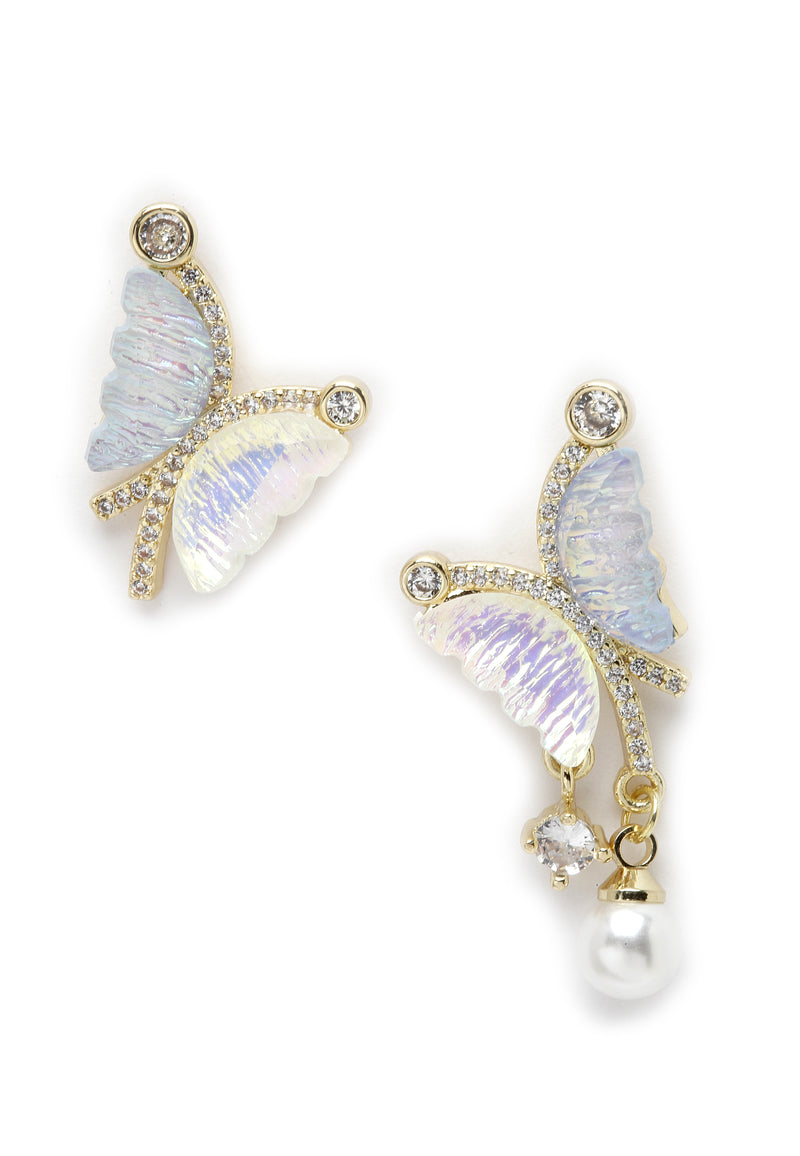 Gold Butterfly Crystal Earrings