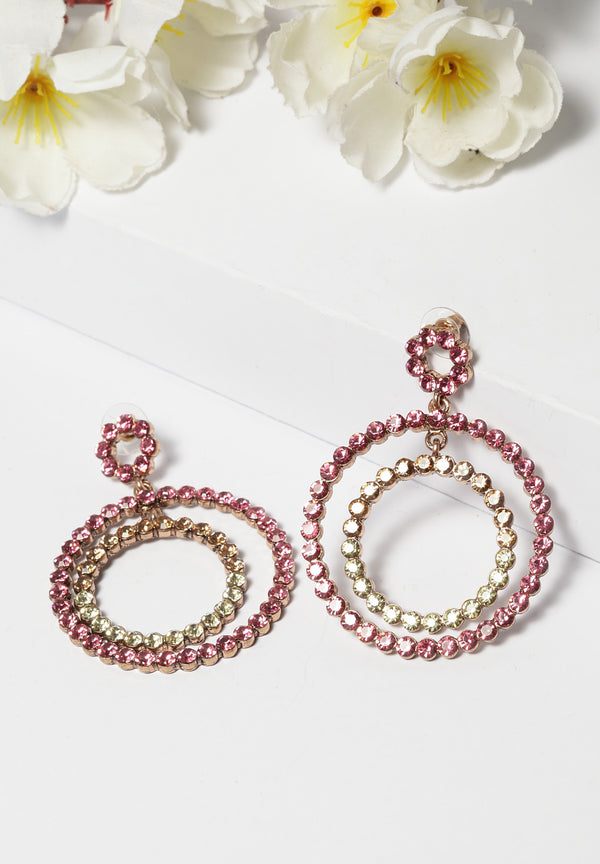 Contemporary Circle Crystal Earrings